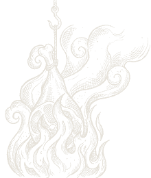 ręcznie rysowana ikona przedstawiajaca wędzenie mięsa